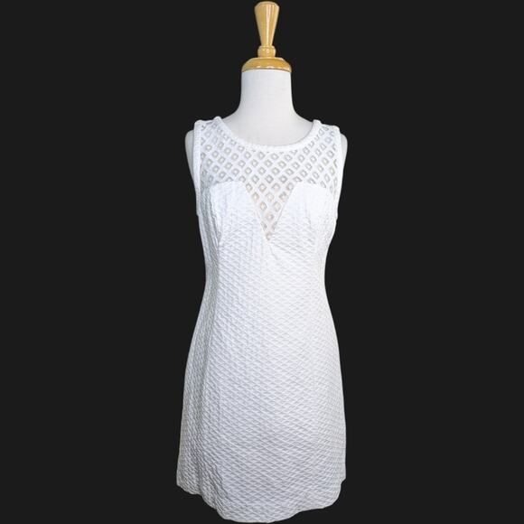 Lilly Pulitzer Vandalia White Lace Yoke Shift Dress 6 Sleeveless Resort Summer - Picture 10 of 10